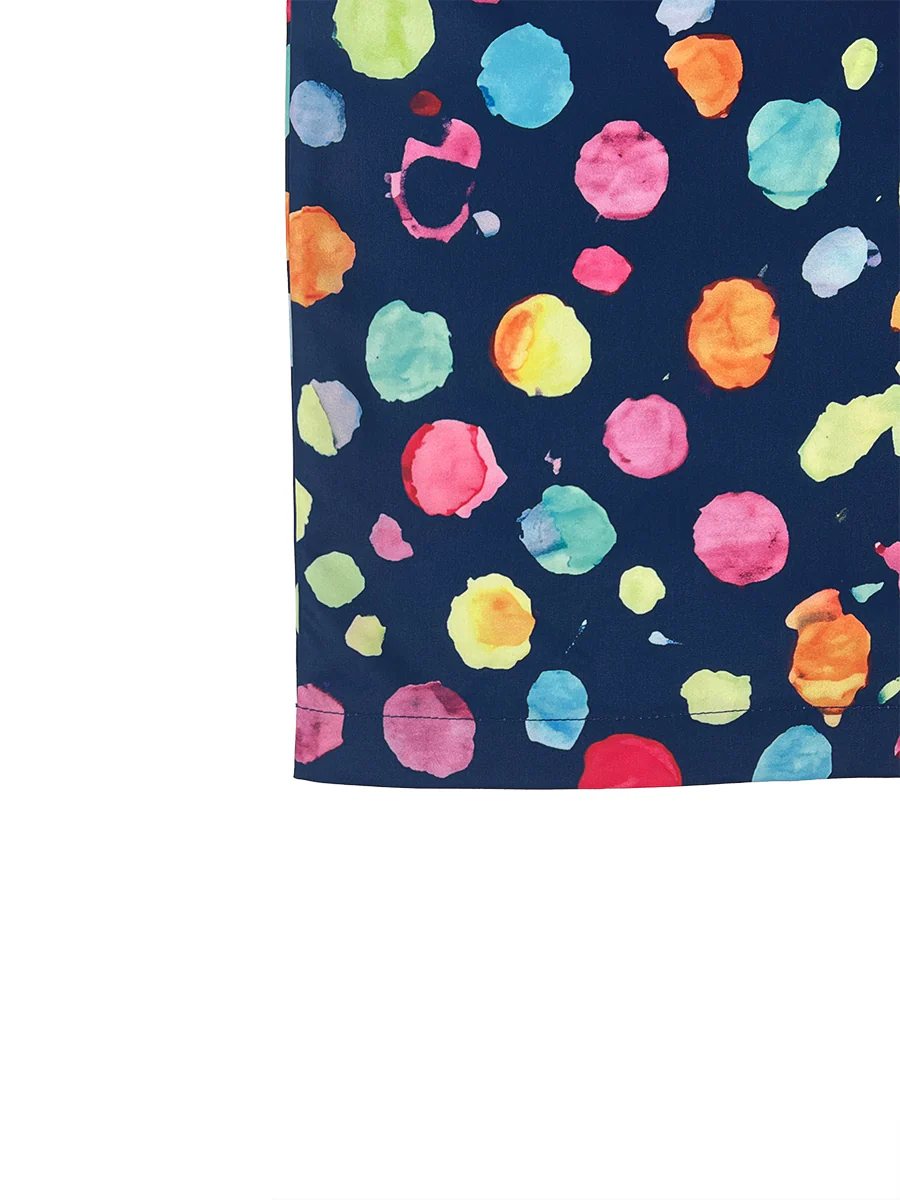 High Waisted Wide Leg Contrast Color Elasticity Pockets Polka Dot Pants Trousers - Image 10