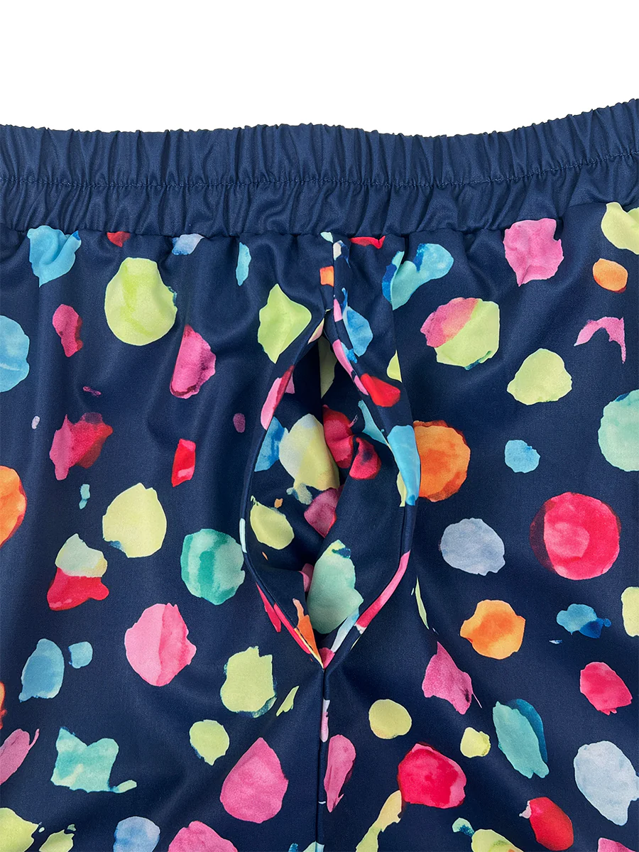 High Waisted Wide Leg Contrast Color Elasticity Pockets Polka Dot Pants Trousers - Image 9
