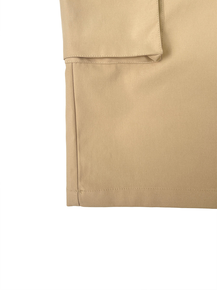 High Waisted Wide Leg Pleated Pockets Solid Color Split-Joint Streamer Cropped Trousers - Image 9