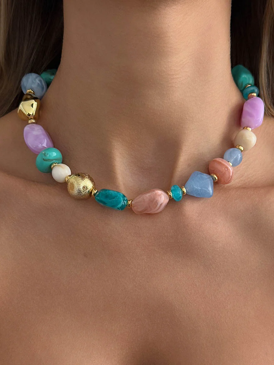 Irregularity Asymmetric Colorful Geometric Necklaces Accessories