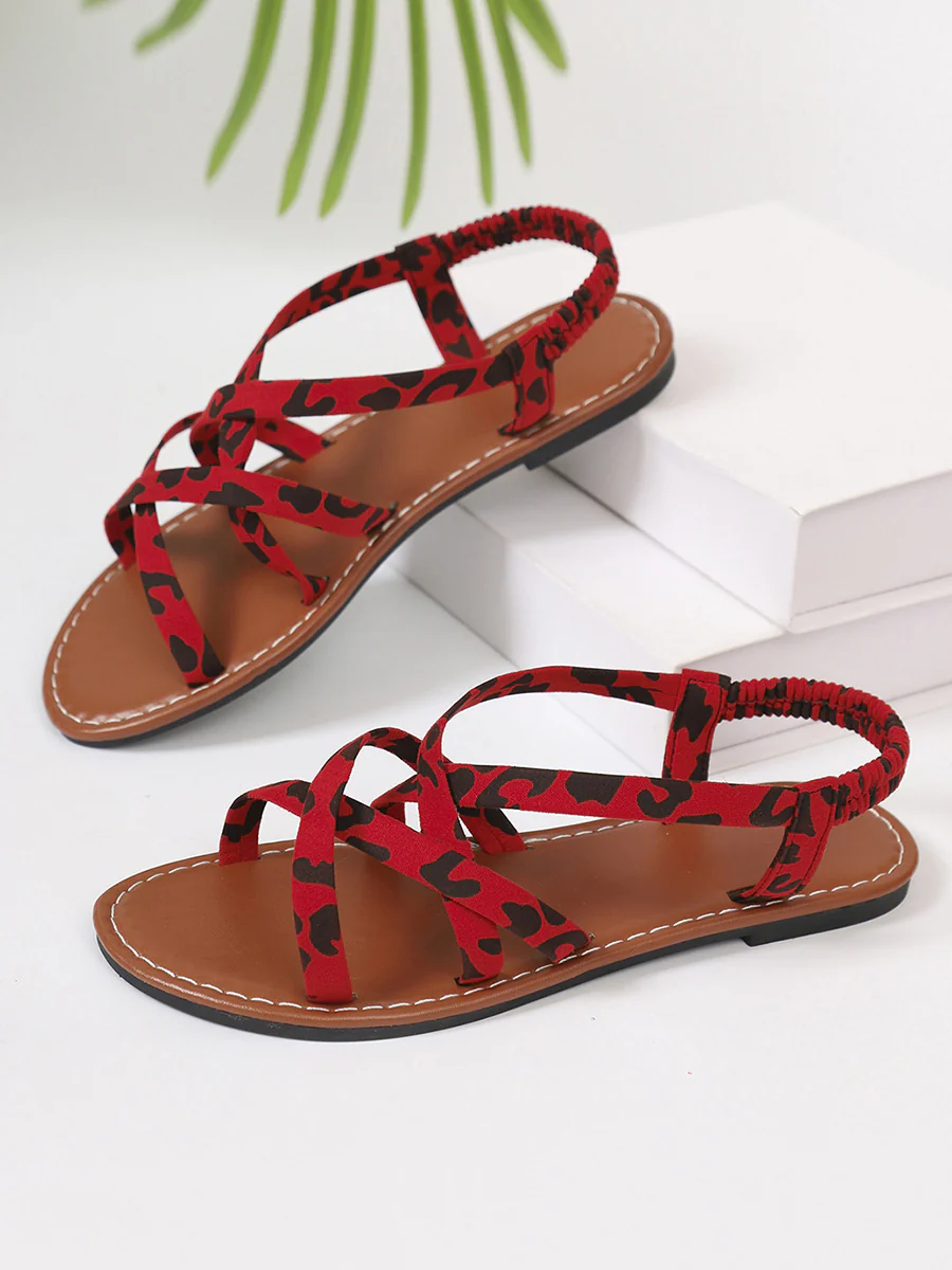 Leopard Open Toe Straps Sandals - Image 4