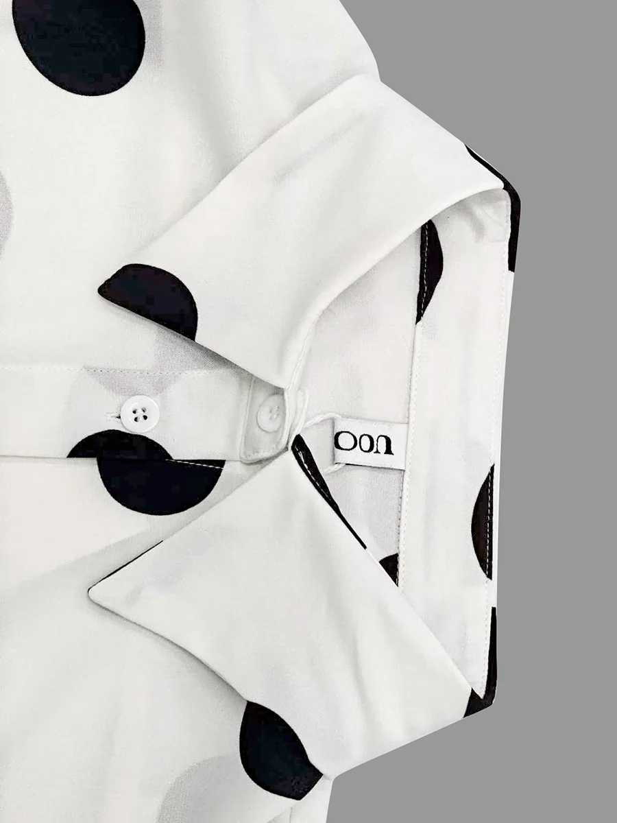 Long Sleeves Loose Buttoned Polka-Dot Printed Lapel Blouses&Shirts Tops - Image 8