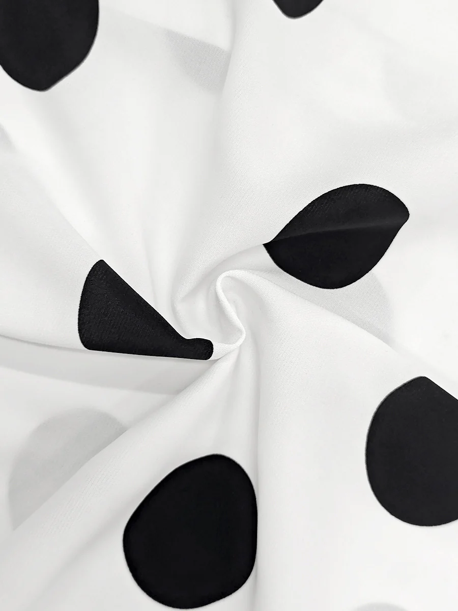 Long Sleeves Loose Buttoned Polka-Dot Printed Lapel Blouses&Shirts Tops - Image 9