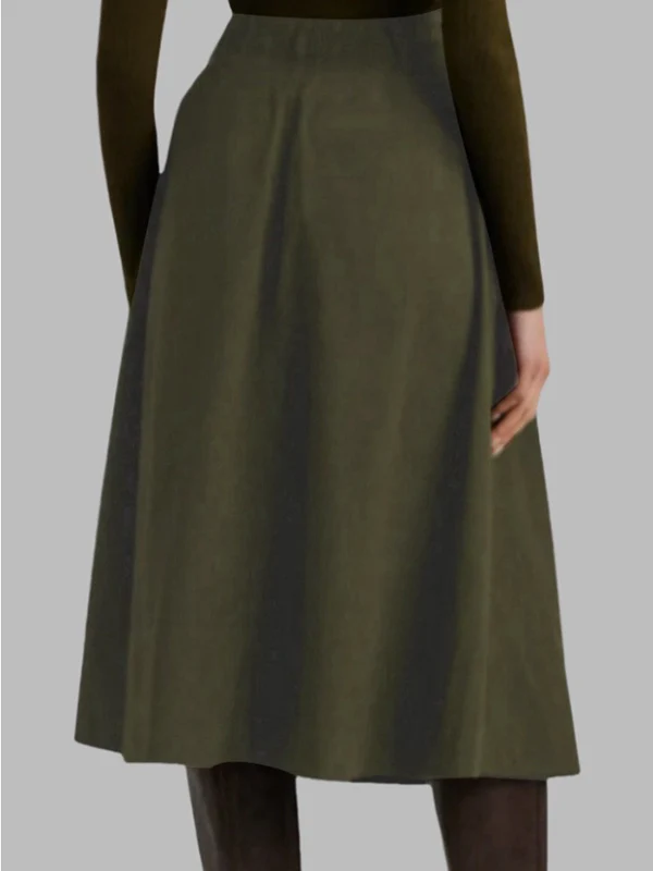 Loose No Belt Pockets Solid Color Skirts Bottoms - Image 2
