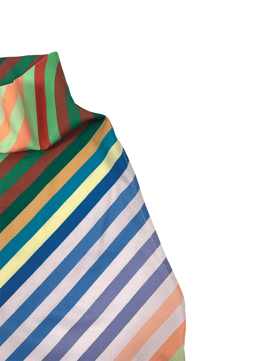 Loose Sleeveless Backless Contrast Color Striped Tied Halter-Neck Vest Top - Image 10