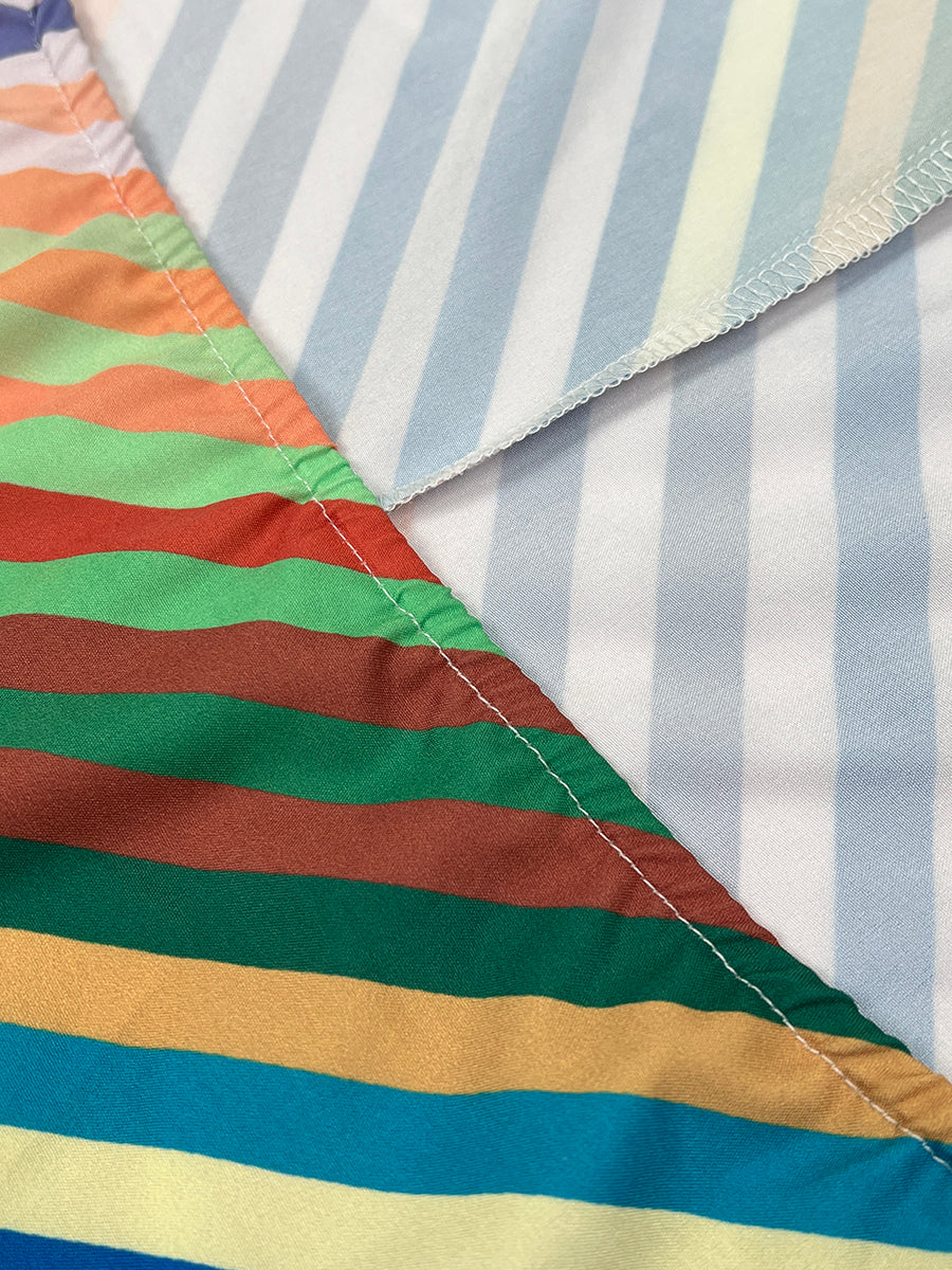 Loose Sleeveless Backless Contrast Color Striped Tied Halter-Neck Vest Top - Image 12