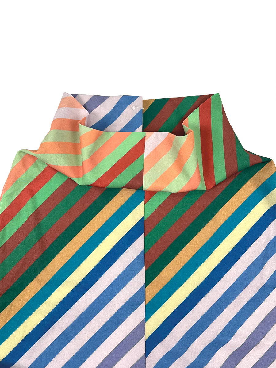 Loose Sleeveless Backless Contrast Color Striped Tied Halter-Neck Vest Top - Image 9