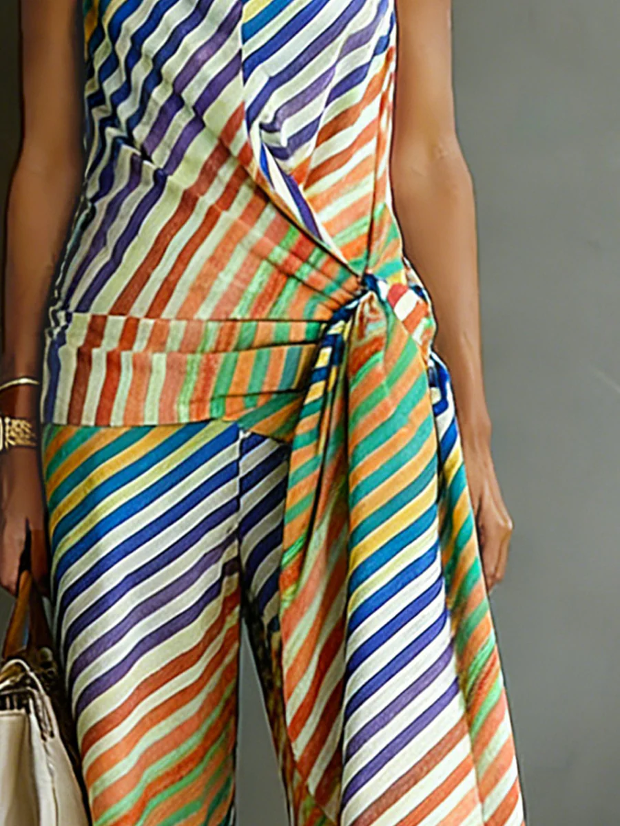 Loose Wide Leg Striped Pants Trousers - Image 5