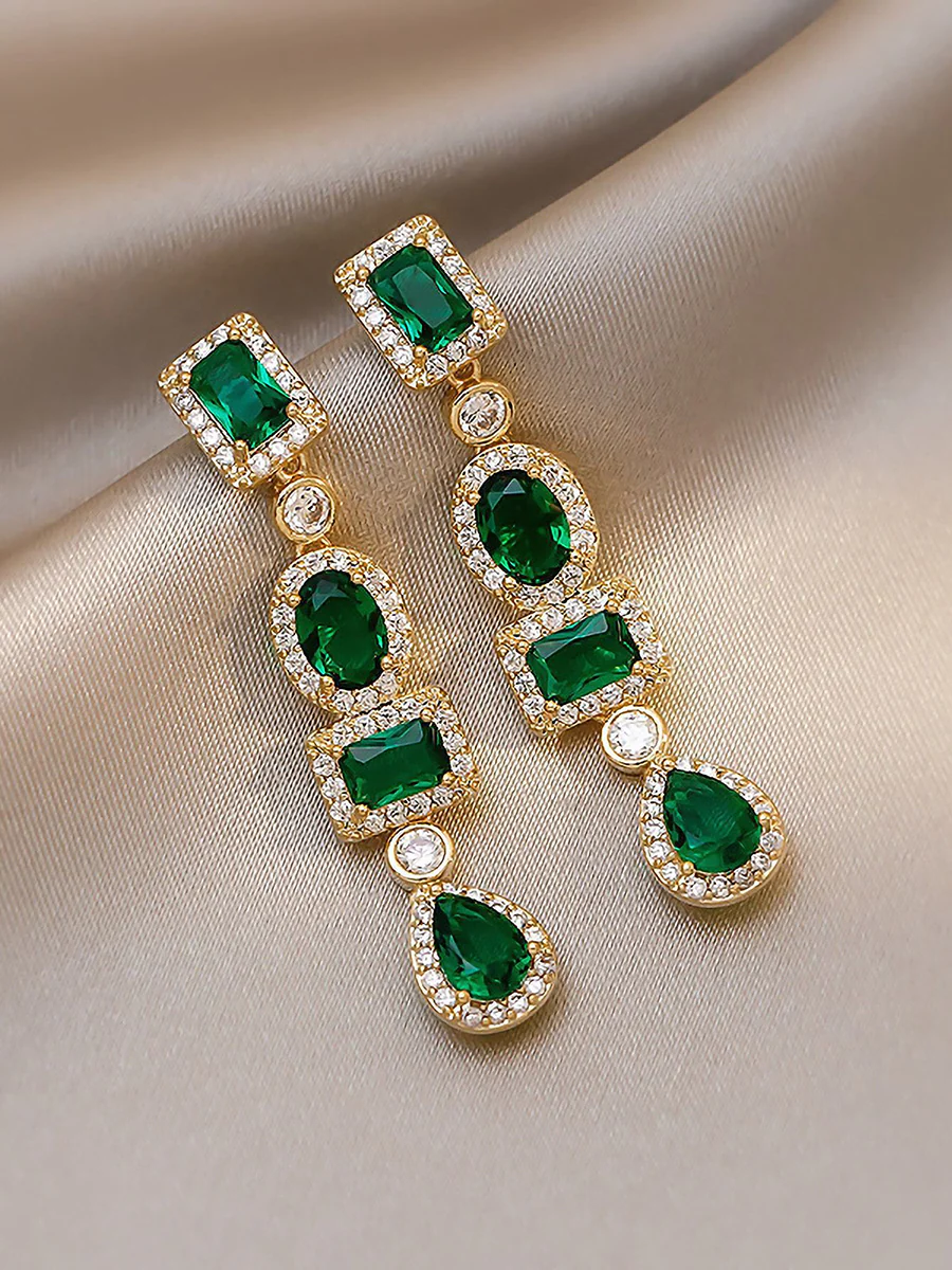 Rhine Stones Split-Joint Water Drop Earrings Accessories - Image 2