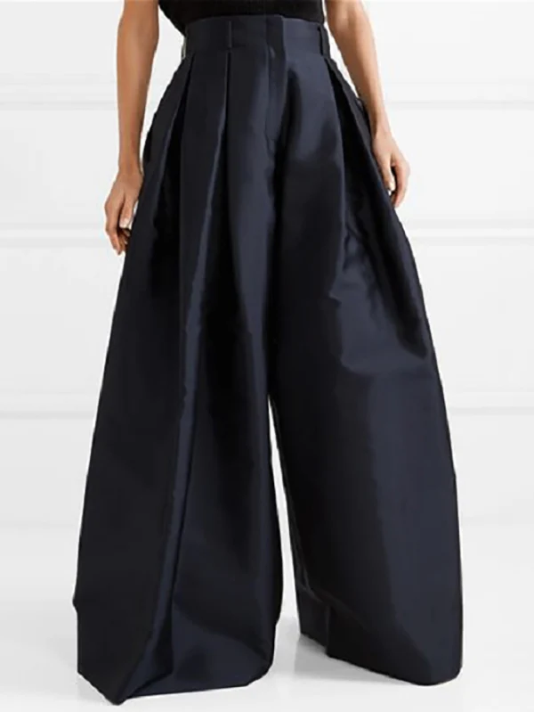 High Waisted Loose Pleated Solid Color Pants - Image 7