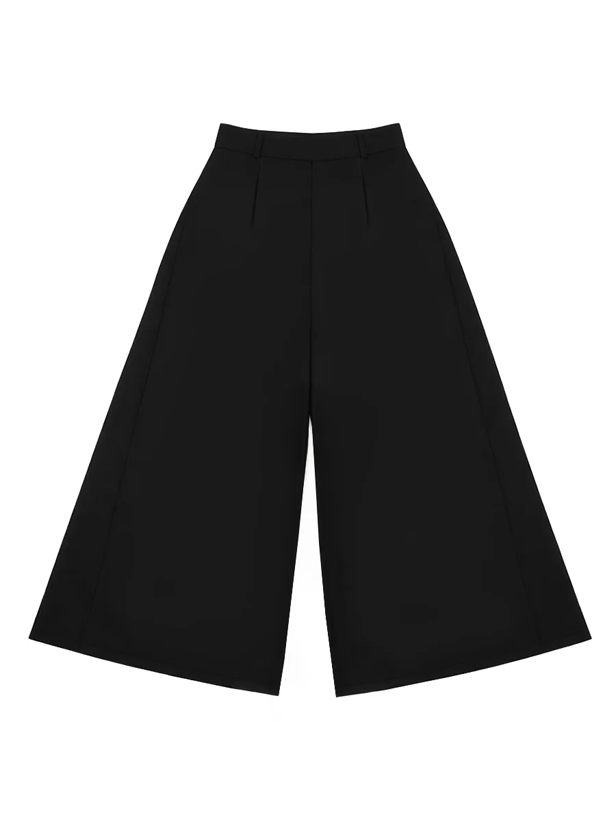 High Waisted Loose Pleated Solid Color Pants - Image 9