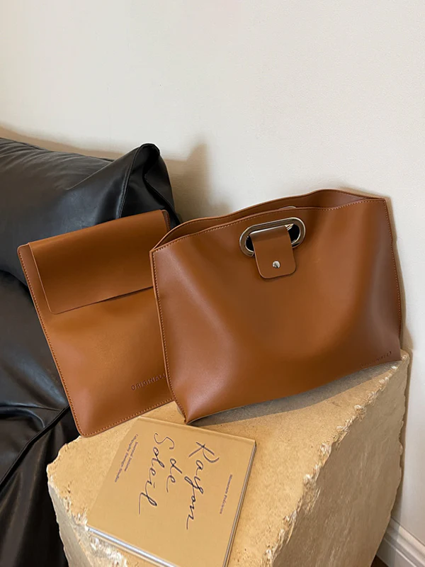 Two-Piece Set Hollow Solid Color Bags Accessories Handbags - Image 4