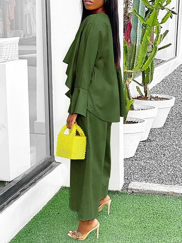 Wide Leg Solid Color Split-Joint Pants Trousers - Image 7